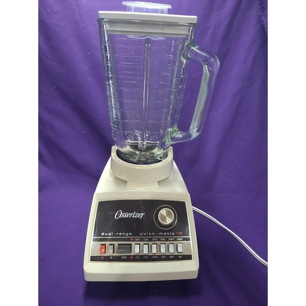 Vintage Osterizer dual range pulse matic 12 Blender Tan - Tested Works!